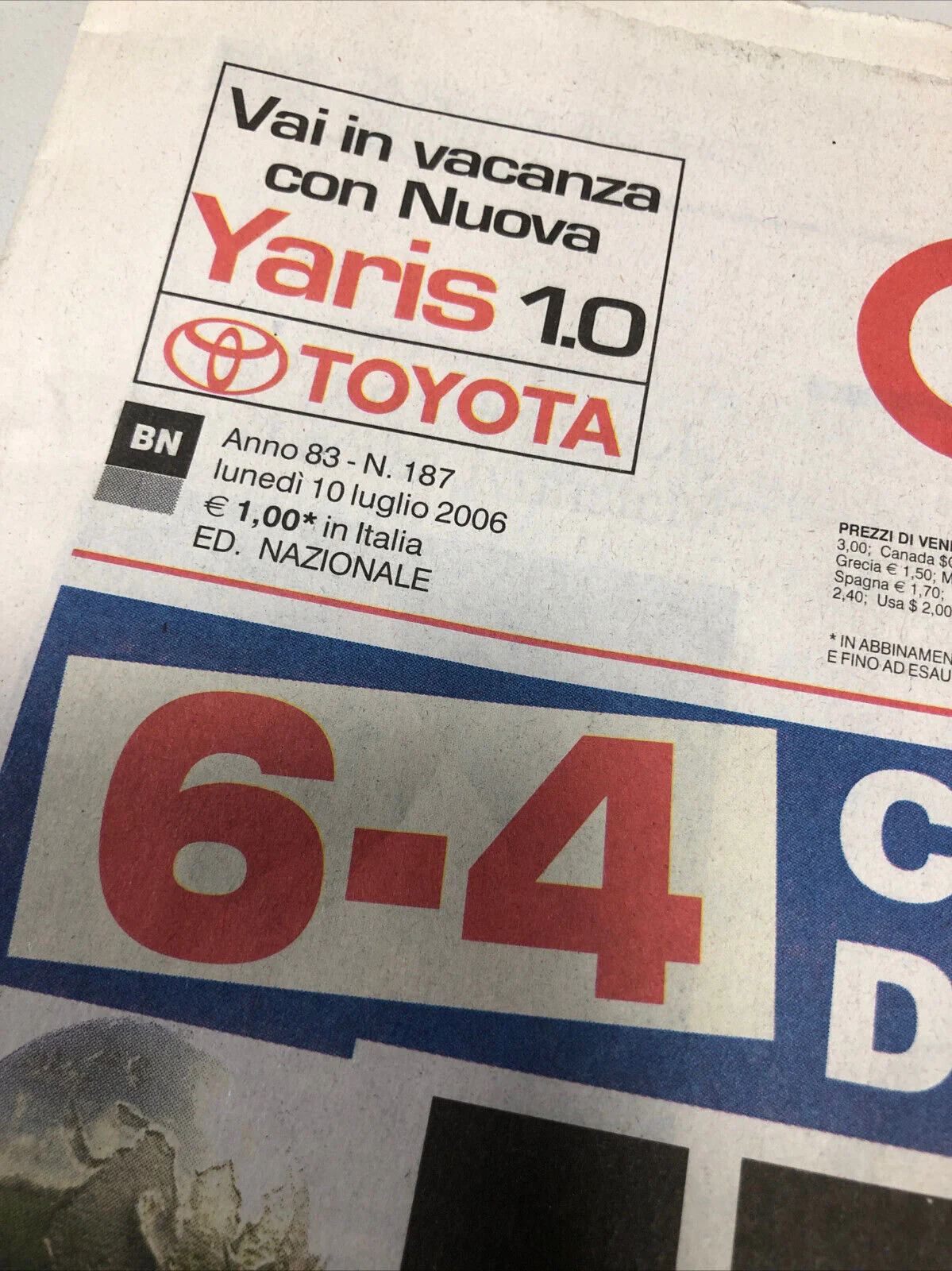 Corriere dello Sport 10 Luglio 2006 ITALIA Campione del Mondo Mondiali Calcio - Image 6