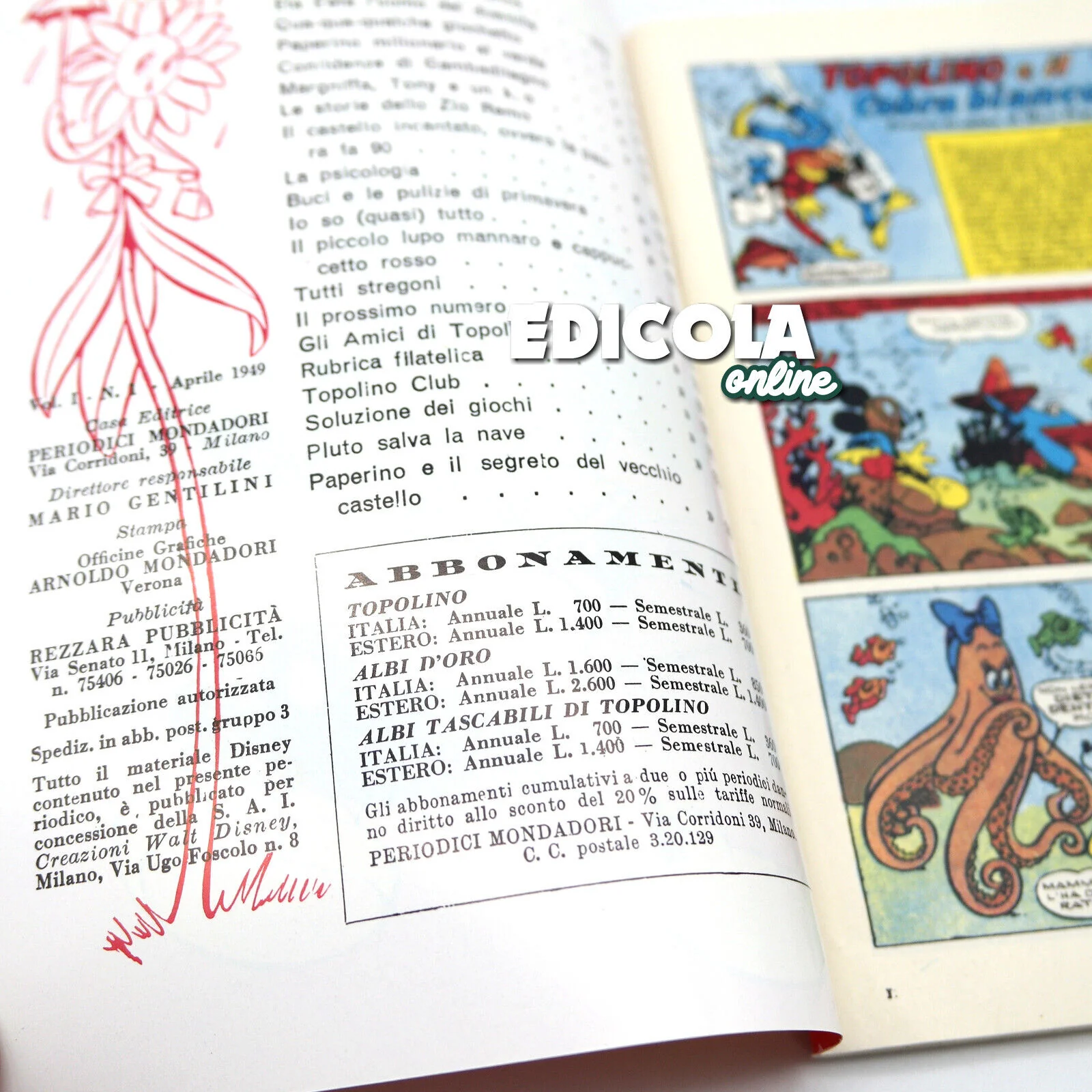 Fumetto TOPOLINO Nerbini numero n. 1 Variante "A" RISTAMPA 60 lire Vintage Raro - Image 5