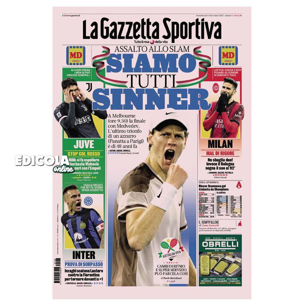 Gazzetta dello Sport tutto SportWeek Jannik SINNER ITALIA Tennis Australian Open - Image 3