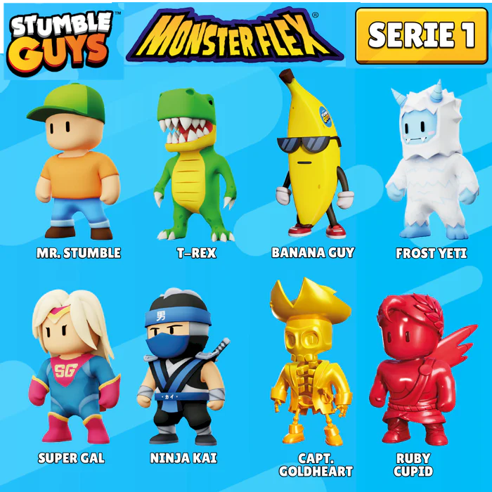 Personaggi STUMBLE GUYS Serie 1 2 Action Figure 3D Super Allungabili Monsterflex - Image 3