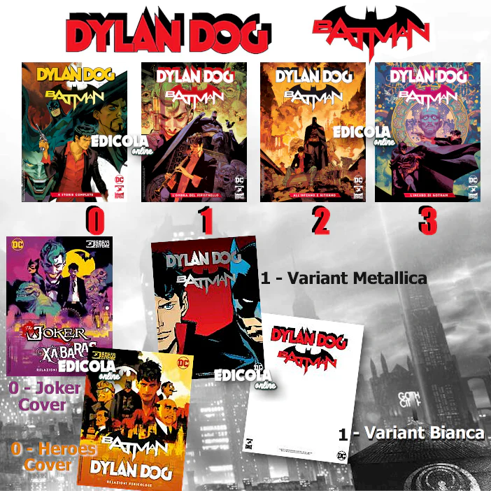 Saga Completa 8x Fumetti DYLAN DOG e BATMAN Numero 0 1 2 3 + Variant Cover Joker - Image 5